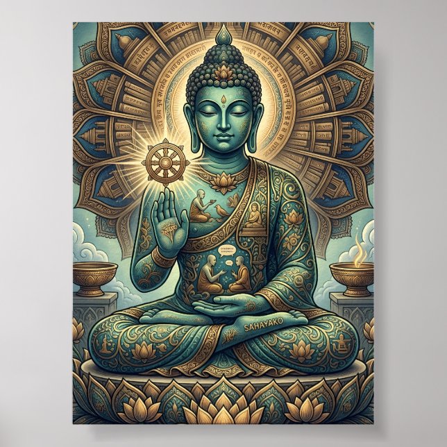 Anpassningsbar gammal Dhamma-konst Sukiti Buddha M Poster (Framsidan)