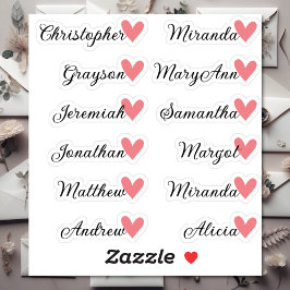 Anpassningsbar Gästlista 12 Namn Kalligrafi Peach Klistermärken