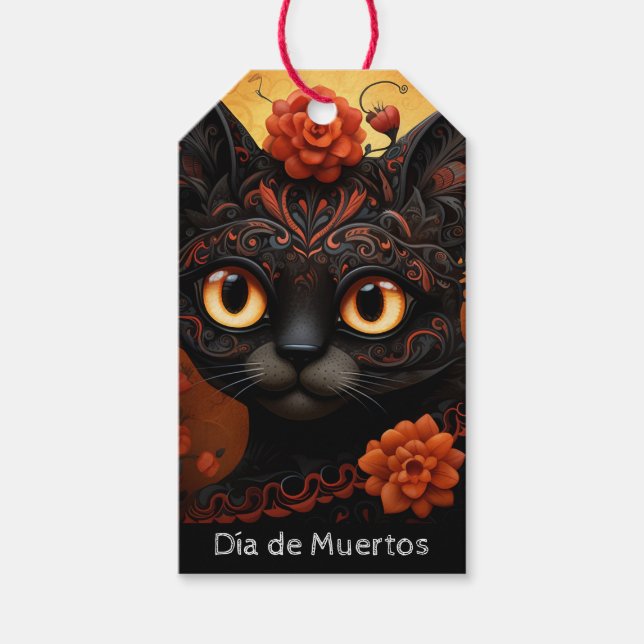 Anpassningsbar 💀 😺 Gato De Los Muertos Presentetikett (Framsidan)