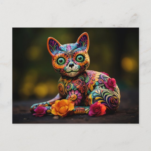 Anpassningsbar 💀 😺 Gato De Los Muertos Vykort (Framsida)