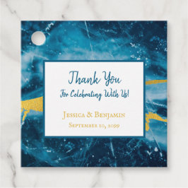 Anpassningsbar Geode Agate Gemstone Blue och Guld Gåvor Etiketter