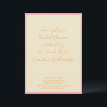 Anpassningsbar Geometric Rosa Cream Script Möhippa Inbjudningar<br><div class="desc">Den här moderna geometriska inbjudningskort för möhippan har en ljusstark och färgstark trendig med handskriven skripttypografi och en contemporary i rosa,  kräm och orange.</div>