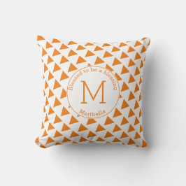 Anpassningsbar Geometric Triangles Monogram Orange Kudde