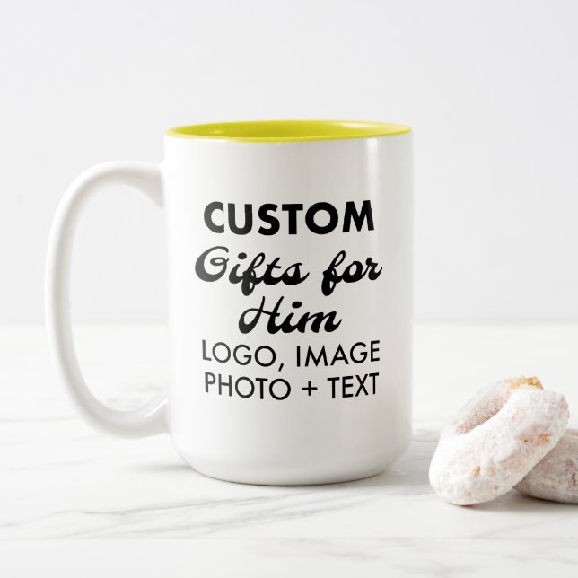 Anpassningsbar ger honom Gult 2-Ton Mugg 15 oz. (Med munk)