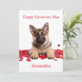 Anpassningsbar German Shepherd Puppy on Hearts Val Julkort