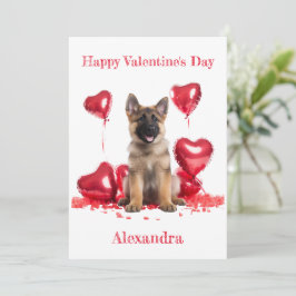 Anpassningsbar German Shepherd Valp Heart Balloon  Julkort