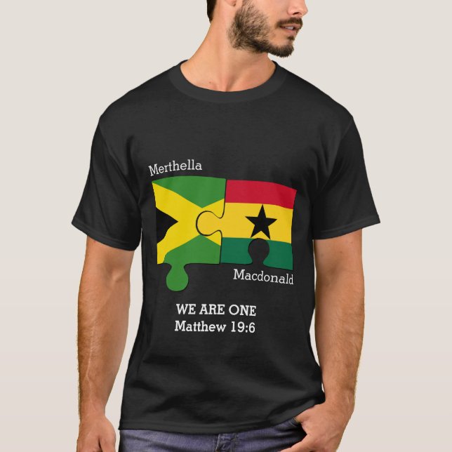 Anpassningsbar GHANA JAMAICA Flagga Christian T-Sh T Shirt (Framsida)