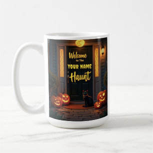 Anpassningsbar Ghost & Full Moon Haunted Porch Tea Kaffemugg