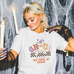 Anpassningsbar Ghoul Gang Halloween fest Bach Part T Shirt<br><div class="desc">Få redot att ta upp ett helvete med ditt fula gäng! De här skämtskjortorna från Halloween fest är perfekter för bachelorette, flickors nätter ut eller Halloween firande. De här matchande anpassningsbarna med superskoj-fraser kommer att lägga till en aning fläckig roligt till din flickgruppsamling eller till och med till bach party....</div>