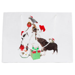 ANPASSNINGSBAR GIFT BAG ANIMALS IN SANTA HATS