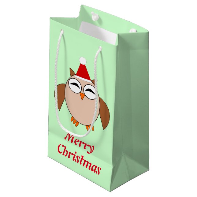 Anpassningsbar Gift Bag- Cute God Jul Uggla (Framsidan Vinklad)