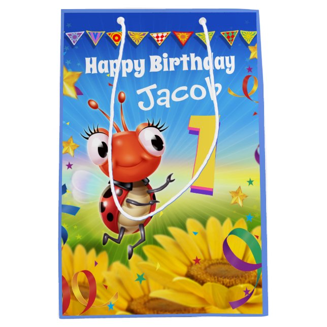 Anpassningsbar Gift Bag för pojkens första födelse (Framsidan)