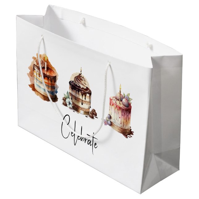 Anpassningsbar Gift Bag för tre stora cakes (Baksidan Vinklad)