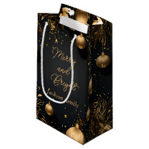 Anpassningsbar Gift Bag med jul Lux Black och Guld