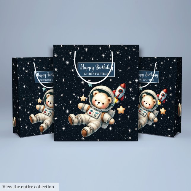 Anpassningsbar Gift Bag med Nalle Astronaut Design (Custom Gift Bag with Teddy Bear Astronaut Design)