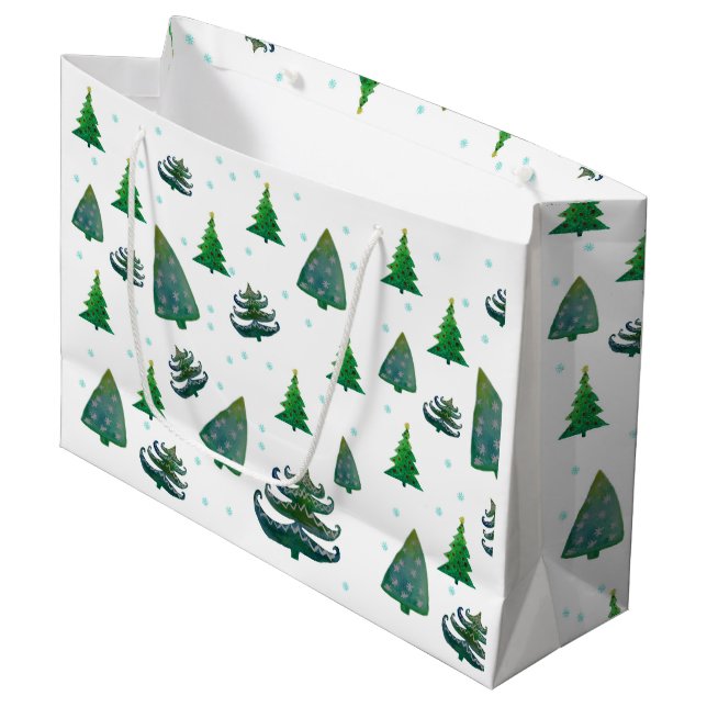 Anpassningsbar Gift Bag - stor, blank Julgranar (Framsidan Vinklad)