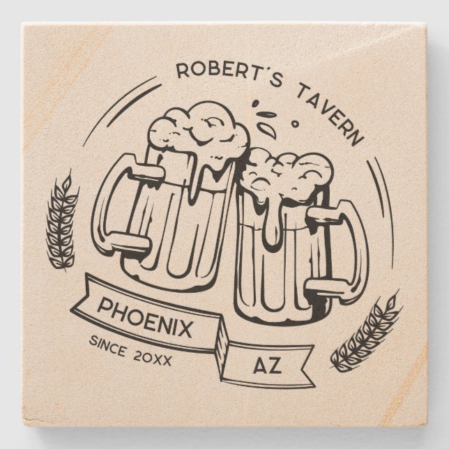 Anpassningsbar Gift for Beer Älskare Personlig Hom Stenunderlägg (Framsidan)