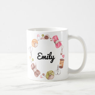 Anpassningsbar Gift for Knitters, Knitting & Croch Kaffemugg