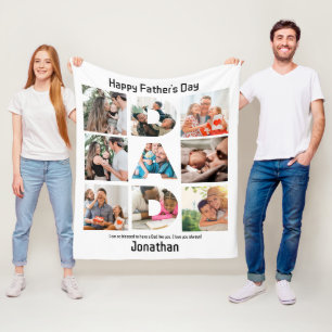 Anpassningsbar Gift for Pappa Fars dag 9 Photo Col Fleecefilt