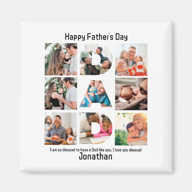 Anpassningsbar Gift for Pappa Fars dag 9 Photo Col Magnet (Framsidan)