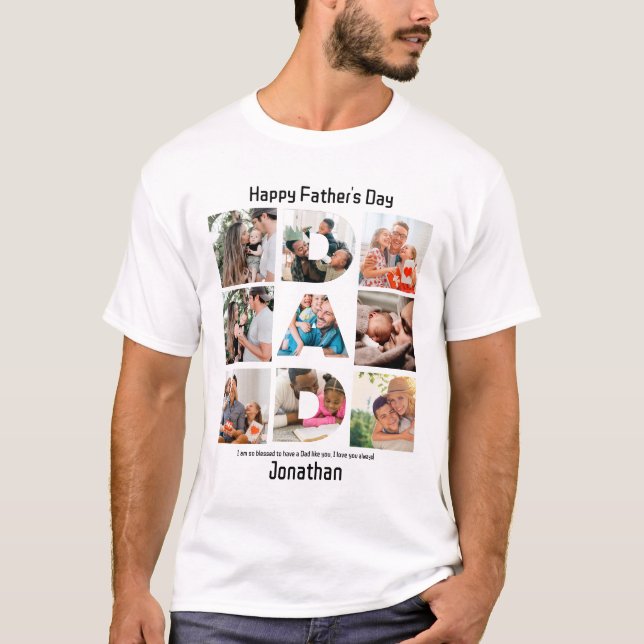 Anpassningsbar Gift for Pappa Fars dag 9 Photo Col T Shirt (Framsida)