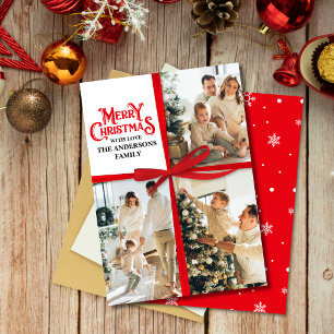 Anpassningsbar Gift Wrapped Family Photo collage j Julkort