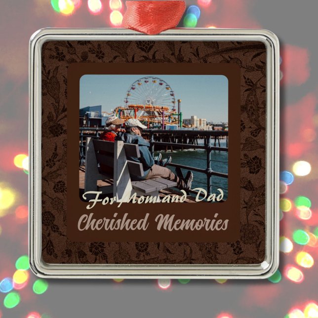 Anpassningsbar Gifts for Older Parents Par Brown Julgransprydnad Metall (Custom Gifts for Older Parents Couples)