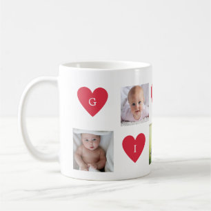 Anpassningsbar Gigi 5 Photos Collage Hearts Grandm Kaffemugg
