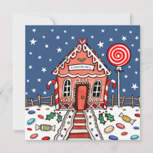 Anpassningsbar Gingerbröd House-julinbjudan