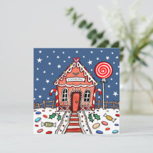 Anpassningsbar Gingerbröd House-julinbjudan
