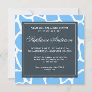 Anpassningsbar giraffe babydusch inbjudan