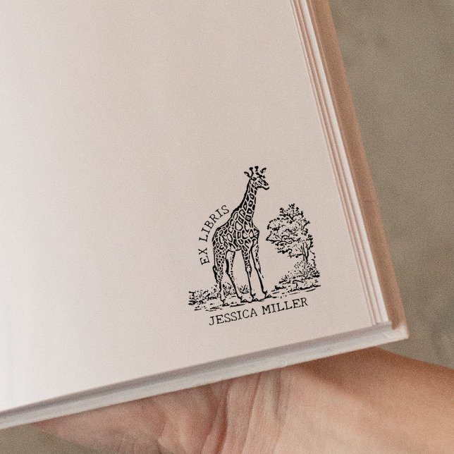 Anpassningsbar Giraffe Ex Libris Bookplate Stämpel (Skapare uppladdad)