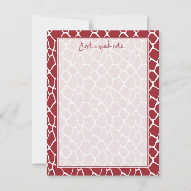 Anpassningsbar Giraffe Mönster - Flat Note Card (r Anteckningskort (Framsida)