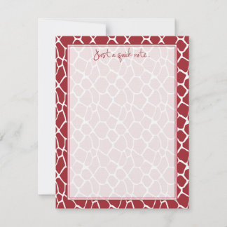 Anpassningsbar Giraffe Mönster - Flat Note Card (r Anteckningskort