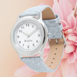 Anpassningsbar Girl Namn Grått Glitter Strap Kid Armbandsur<br><div class="desc">Anpassningsbar Girl Namn Grått Glitter Strap Kid Watch</div>