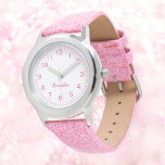 Anpassningsbar Girl Namn Rosa Glitter Strap Kid Armbandsur<br><div class="desc">Anpassningsbar Girl Namn Rosa Glitter Strap Kid Watch</div>