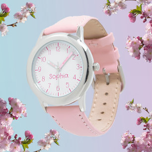 Anpassningsbar Girl Namn Rosa Kids Watch Armbandsur