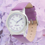 Anpassningsbar Girl Namn Stainless Steel Lila Stra Armbandsur<br><div class="desc">Anpassningsbar Girl Namn Stainless Steel Lila Strap Kid Watch.</div>