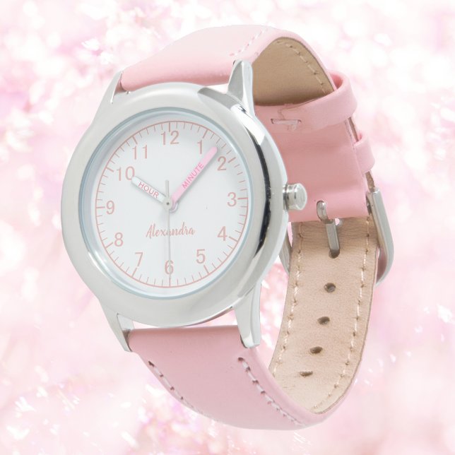 Anpassningsbar Girl Namn Stainless Steel Rosa Stra Armbandsur (Skapare uppladdad)