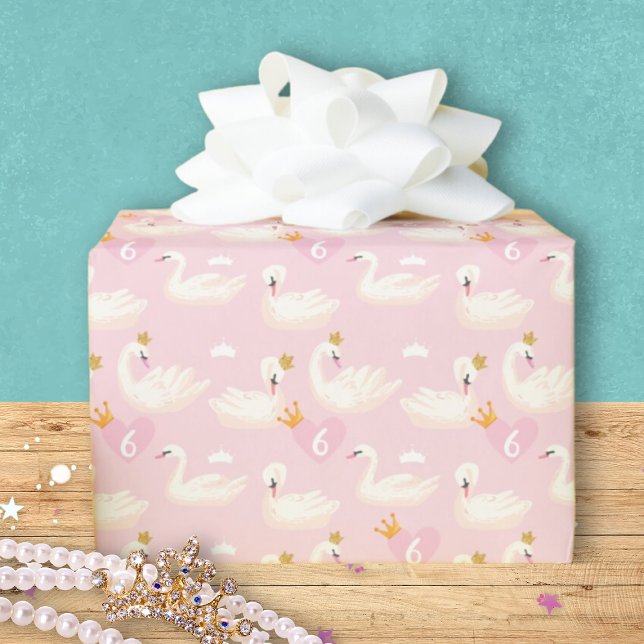 Anpassningsbar Girl Royal Svan Princess Rosa Birth Presentpapper (Skapare uppladdad)