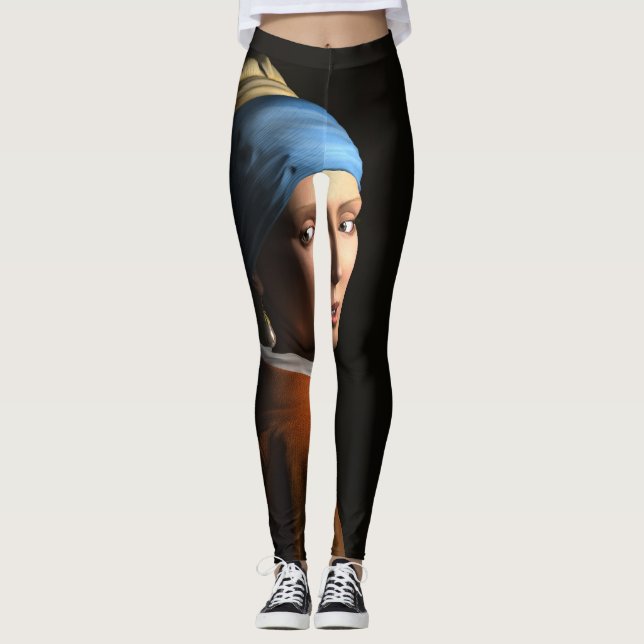 Anpassningsbar Girl with a Pearl Earring leggings (Framsida)
