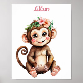 Anpassningsbar Girl's Jungle Thenze Nursery Giraff Poster