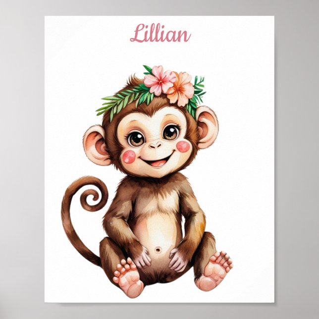 Anpassningsbar Girl's Jungle Thenze Nursery Giraff Poster (Framsidan)