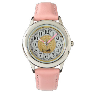 Anpassningsbar Girls Namn Glitter Strap Kids Watch Armbandsur