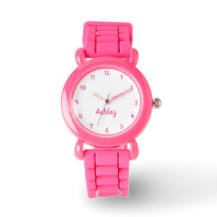 Anpassningsbar Girls Namn Rosa Strap-barn Armbandsur