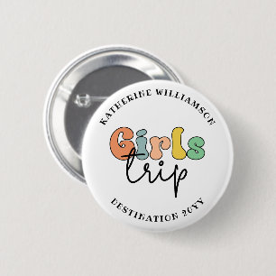 Anpassningsbar Girls Resa Cute Girls helg semest Knapp