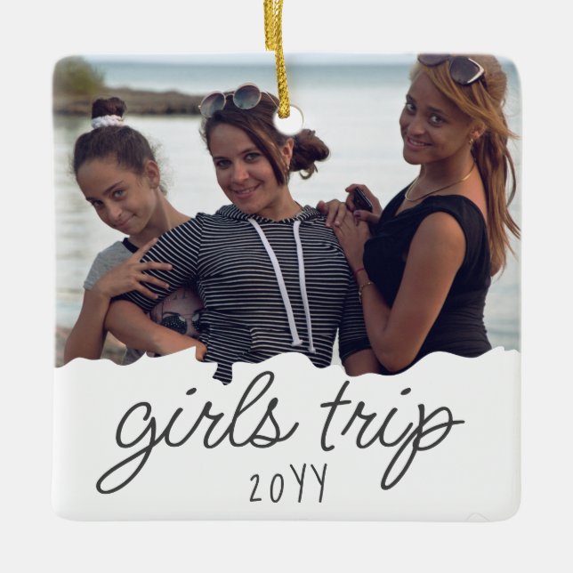Anpassningsbar Girls Resa | Girls helg Getaway Sou Julgransprydnad Keramik (Framsida)