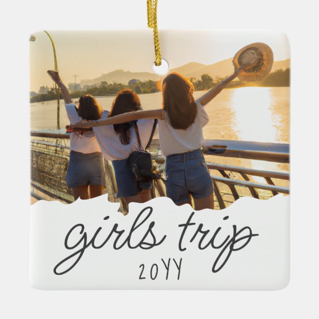 Anpassningsbar Girls Resa | Girls helg Getaway Sou Julgransprydnad Keramik (Framsida)