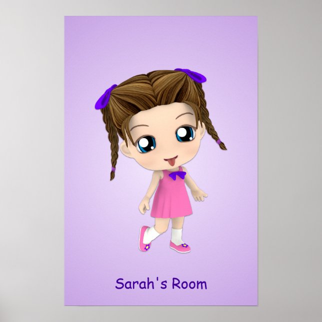 Anpassningsbar Girls Room Chibi Poster (Framsidan)