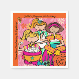 Anpassningsbar Girls Slumber Party Birthday Papper Pappersservett